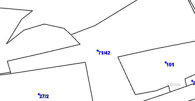 Parcela st. 71/42 v KÚ Letkov, Katastrální mapa