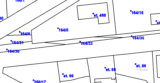 Parcela st. 164/32 v KÚ Letkov, Katastrální mapa