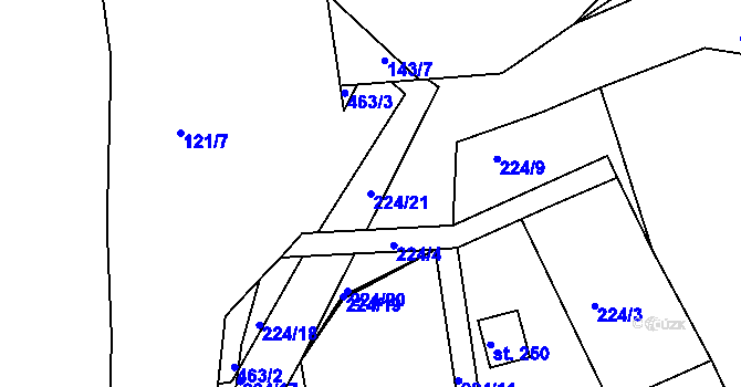 Parcela st. 224/21 v KÚ Letkov, Katastrální mapa