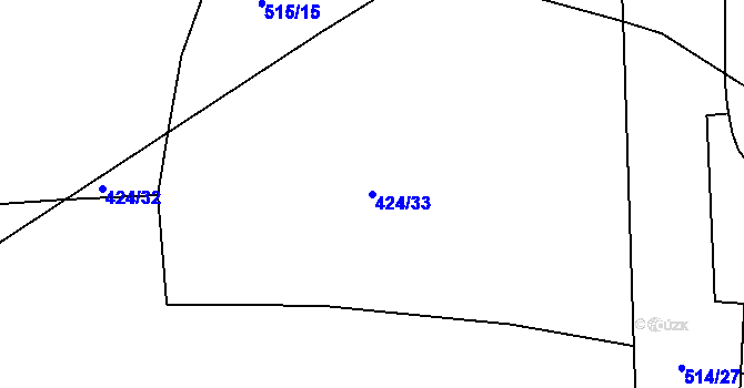 Parcela st. 424/33 v KÚ Letkov, Katastrální mapa