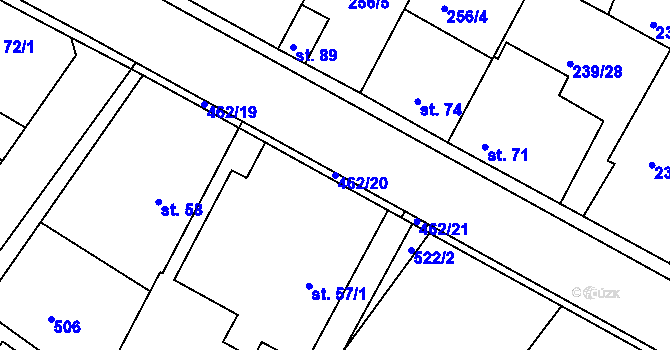 Parcela st. 462/20 v KÚ Letkov, Katastrální mapa