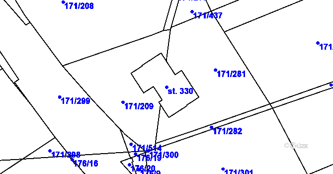 Parcela st. 330 v KÚ Letkov, Katastrální mapa