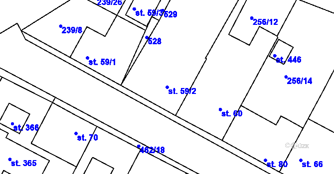 Parcela st. 59/2 v KÚ Letkov, Katastrální mapa
