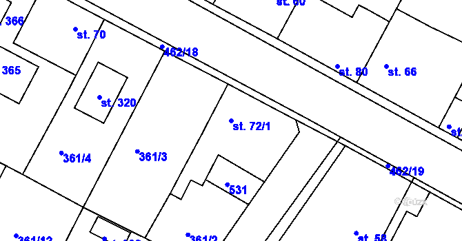 Parcela st. 72/1 v KÚ Letkov, Katastrální mapa