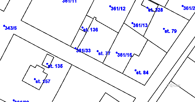 Parcela st. 77 v KÚ Letkov, Katastrální mapa
