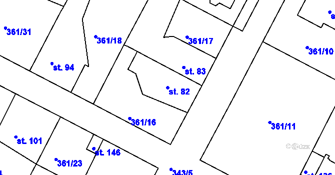 Parcela st. 82 v KÚ Letkov, Katastrální mapa