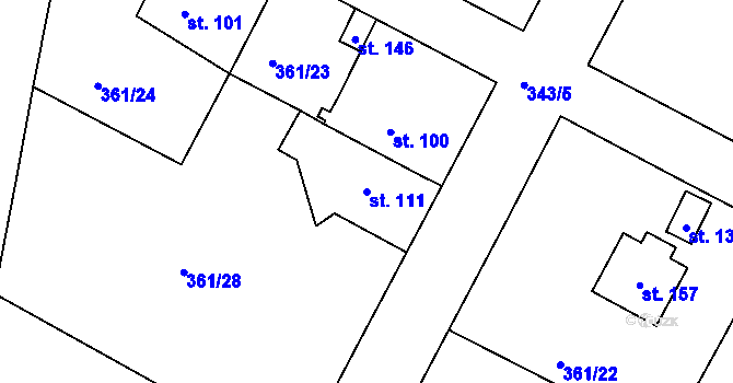 Parcela st. 111 v KÚ Letkov, Katastrální mapa