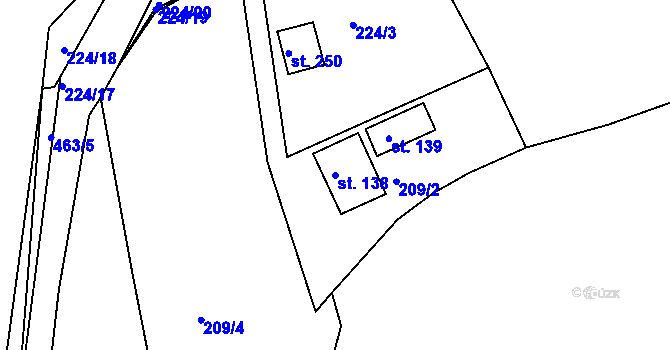 Parcela st. 138 v KÚ Letkov, Katastrální mapa