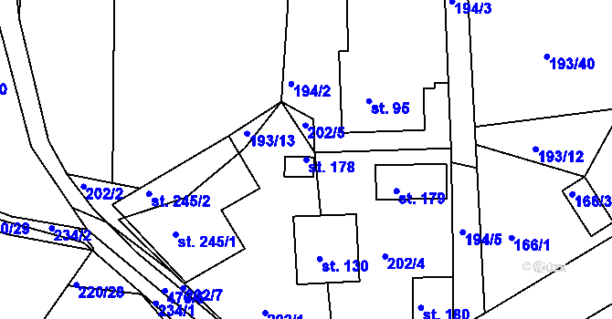 Parcela st. 178 v KÚ Letkov, Katastrální mapa