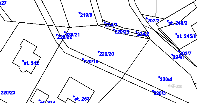 Parcela st. 220/20 v KÚ Letkov, Katastrální mapa