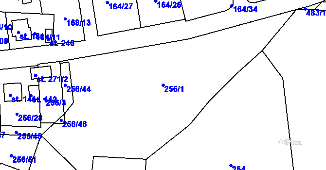 Parcela st. 256/1 v KÚ Letkov, Katastrální mapa
