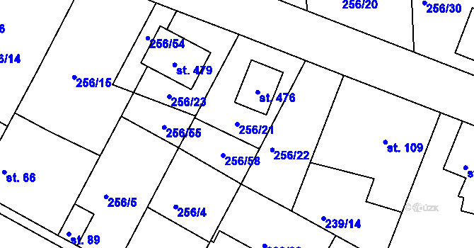 Parcela st. 256/21 v KÚ Letkov, Katastrální mapa