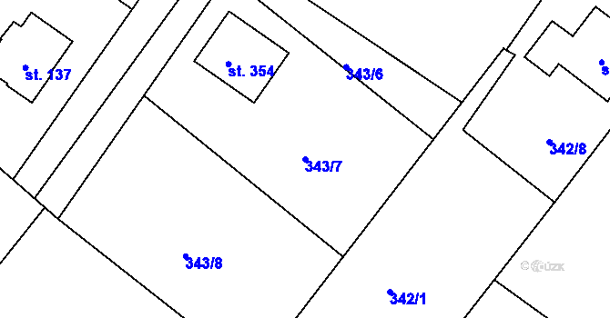 Parcela st. 343/7 v KÚ Letkov, Katastrální mapa