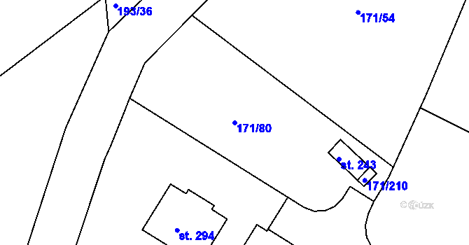 Parcela st. 171/80 v KÚ Letkov, Katastrální mapa