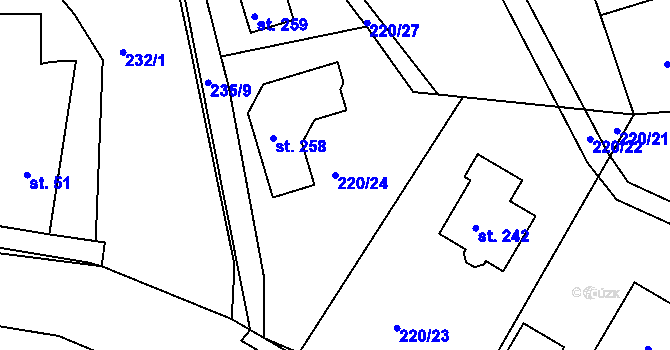 Parcela st. 220/24 v KÚ Letkov, Katastrální mapa