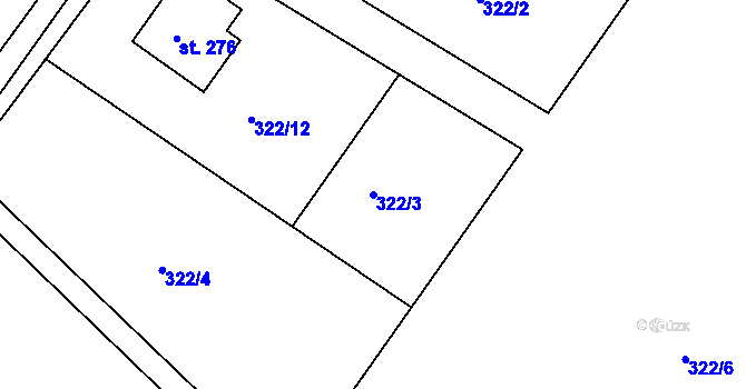 Parcela st. 322/3 v KÚ Letkov, Katastrální mapa