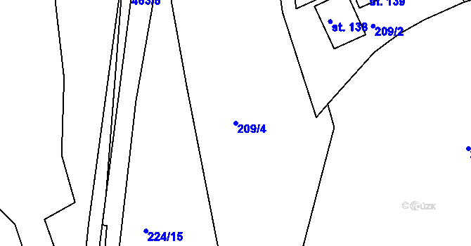 Parcela st. 209/4 v KÚ Letkov, Katastrální mapa