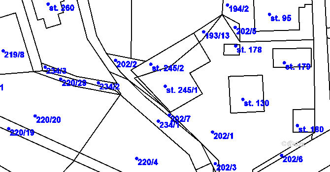 Parcela st. 245/1 v KÚ Letkov, Katastrální mapa
