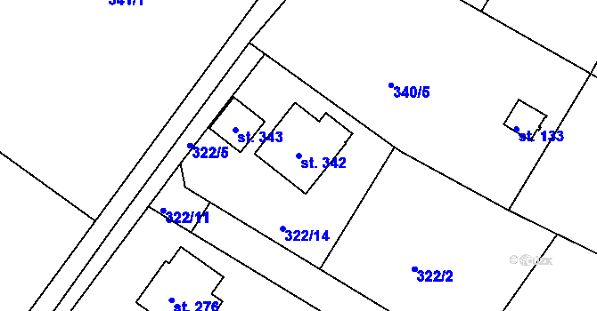 Parcela st. 342 v KÚ Letkov, Katastrální mapa