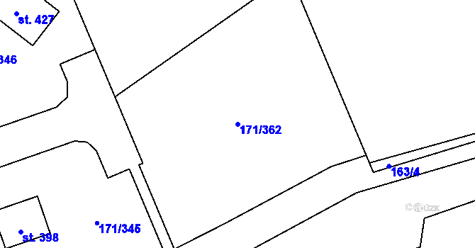 Parcela st. 171/362 v KÚ Letkov, Katastrální mapa