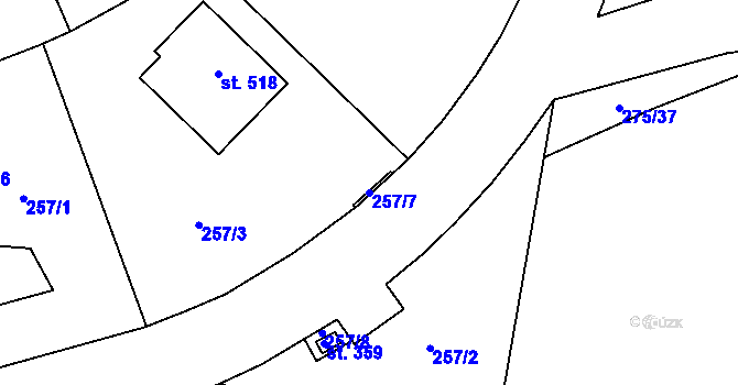 Parcela st. 257/7 v KÚ Letkov, Katastrální mapa