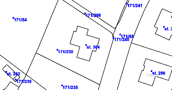 Parcela st. 364 v KÚ Letkov, Katastrální mapa
