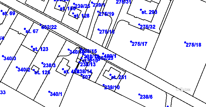 Parcela st. 489/1 v KÚ Letkov, Katastrální mapa