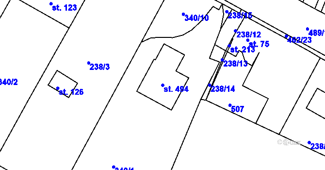 Parcela st. 494 v KÚ Letkov, Katastrální mapa