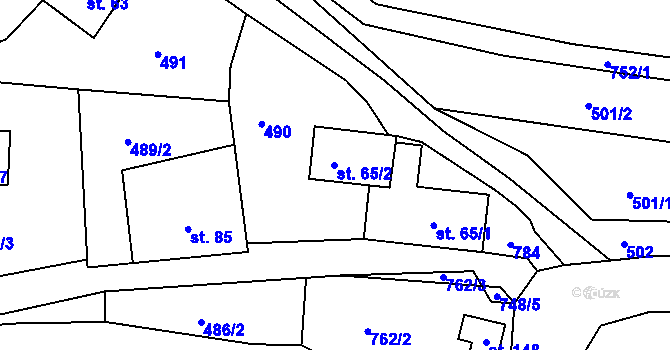 Parcela st. 65/2 v KÚ Červená, Katastrální mapa