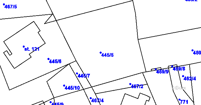 Parcela st. 445/5 v KÚ Červená, Katastrální mapa