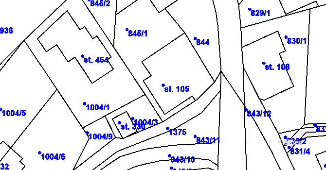 Parcela st. 105 v KÚ Kunčice u Letohradu, Katastrální mapa