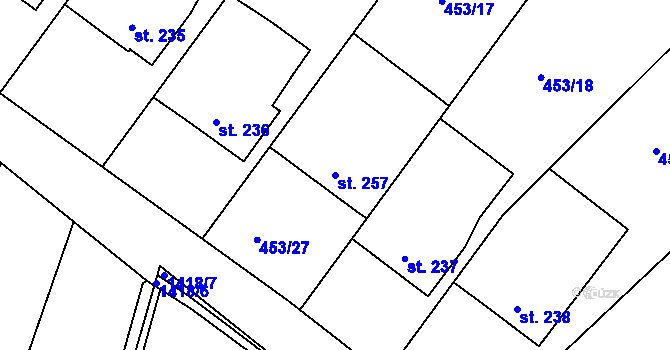Parcela st. 257 v KÚ Kunčice u Letohradu, Katastrální mapa