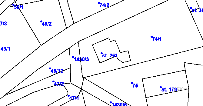 Parcela st. 261 v KÚ Kunčice u Letohradu, Katastrální mapa