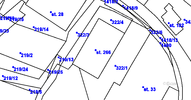 Parcela st. 266 v KÚ Kunčice u Letohradu, Katastrální mapa