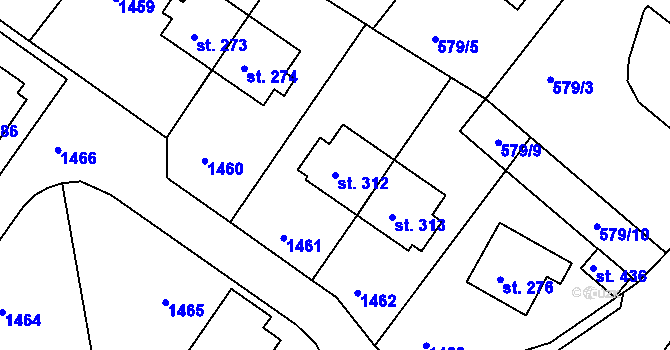 Parcela st. 312 v KÚ Kunčice u Letohradu, Katastrální mapa