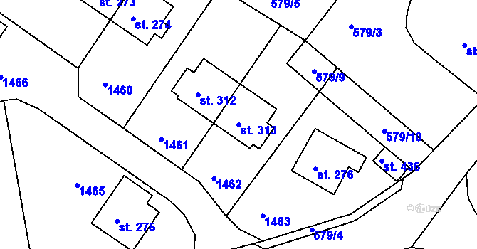 Parcela st. 313 v KÚ Kunčice u Letohradu, Katastrální mapa