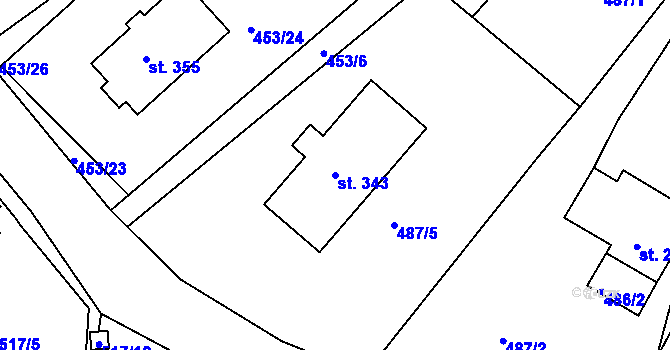 Parcela st. 343 v KÚ Kunčice u Letohradu, Katastrální mapa