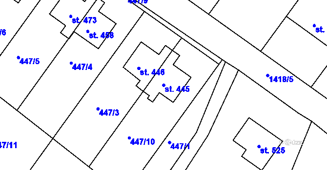 Parcela st. 445 v KÚ Kunčice u Letohradu, Katastrální mapa