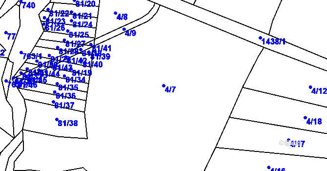 Parcela st. 4/7 v KÚ Kunčice u Letohradu, Katastrální mapa
