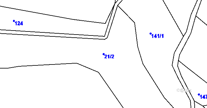 Parcela st. 21/2 v KÚ Kunčice u Letohradu, Katastrální mapa