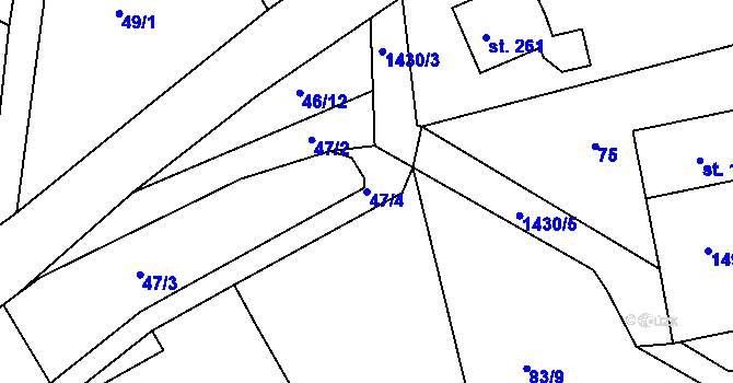 Parcela st. 47/4 v KÚ Kunčice u Letohradu, Katastrální mapa