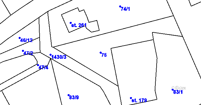 Parcela st. 75 v KÚ Kunčice u Letohradu, Katastrální mapa