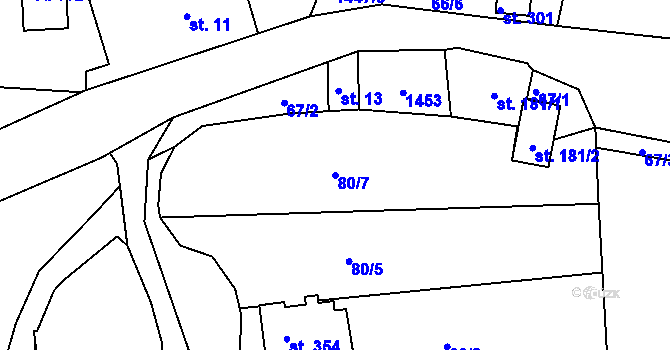 Parcela st. 80/7 v KÚ Kunčice u Letohradu, Katastrální mapa