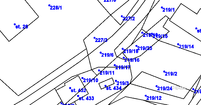 Parcela st. 219/6 v KÚ Kunčice u Letohradu, Katastrální mapa