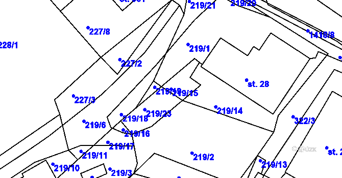 Parcela st. 219/15 v KÚ Kunčice u Letohradu, Katastrální mapa