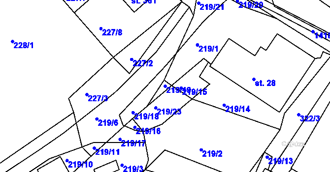 Parcela st. 219/19 v KÚ Kunčice u Letohradu, Katastrální mapa