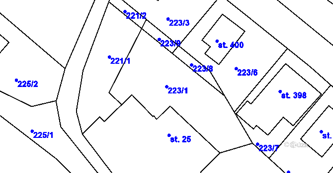 Parcela st. 223/1 v KÚ Kunčice u Letohradu, Katastrální mapa