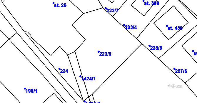 Parcela st. 223/5 v KÚ Kunčice u Letohradu, Katastrální mapa