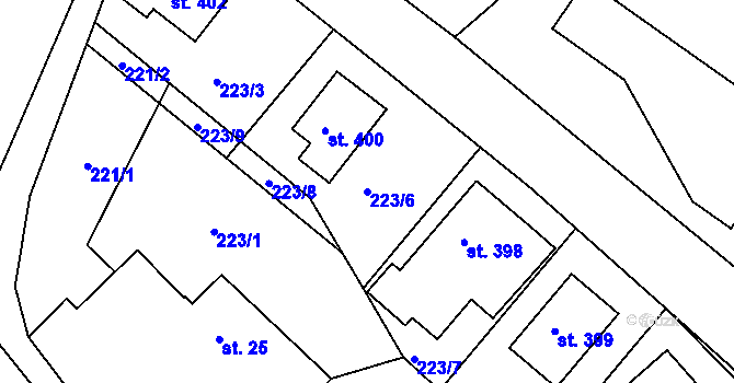 Parcela st. 223/6 v KÚ Kunčice u Letohradu, Katastrální mapa