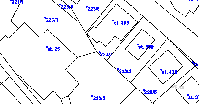 Parcela st. 223/7 v KÚ Kunčice u Letohradu, Katastrální mapa